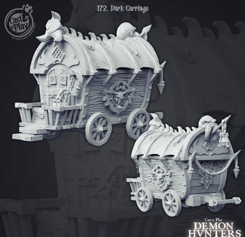 3D Printed Cast n Play Demon Hunters Carriage 28mm 32mm D&D - Charming Terrain