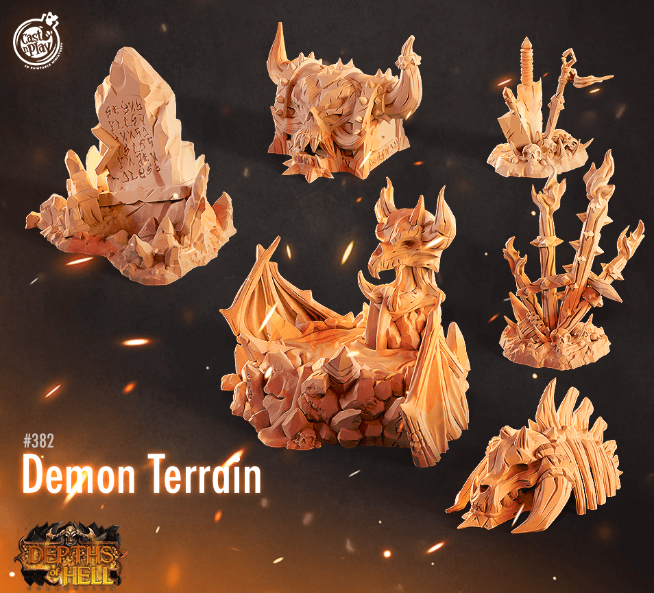 3D Printed Cast n Play Demon Terrain Set Depths of Hell 28mm 32mm D&D - Charming Terrain