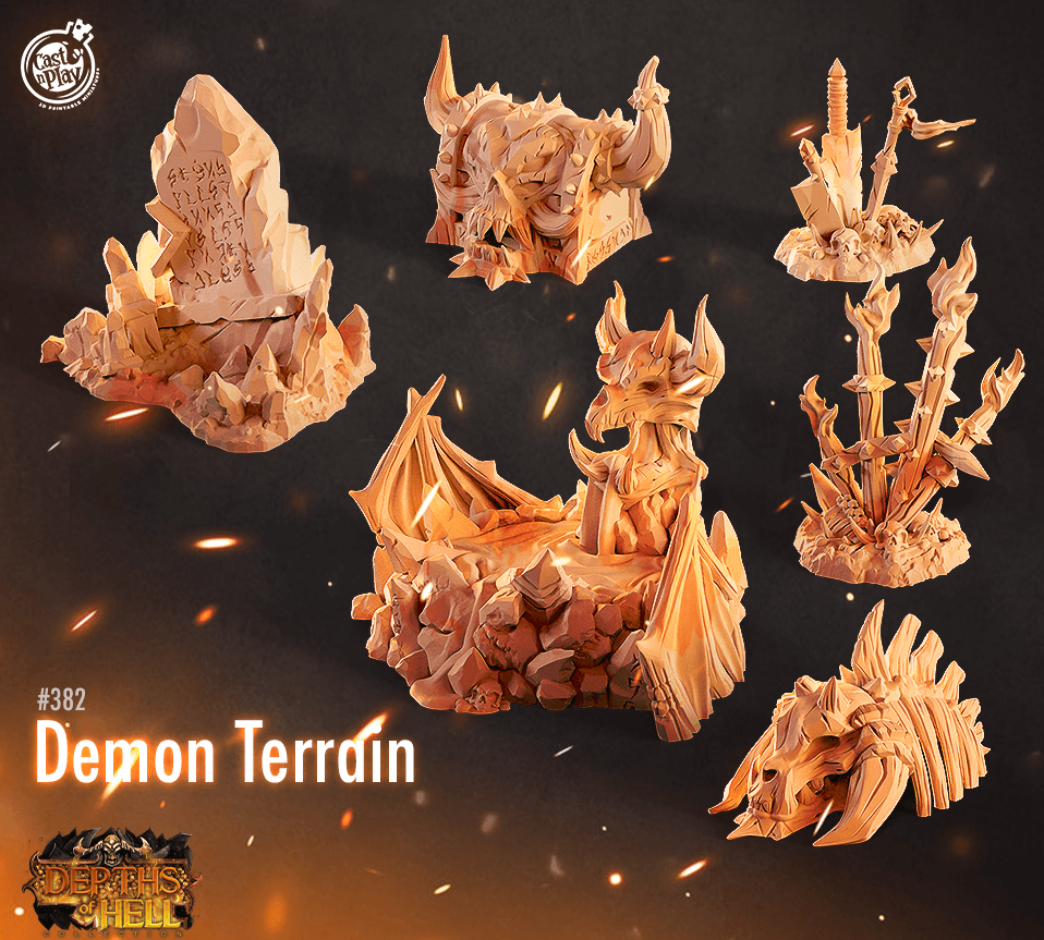 3D Printed Cast n Play Depths of Hell - Demon Terrain Set 28mm 32mm D&D - Charming Terrain