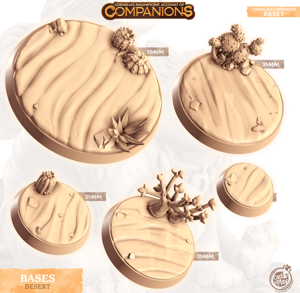 3D Printed Cast n Play Desert Bases Companion's Bases - Master Pack Companions 28mm 32mm D&D - Charming Terrain