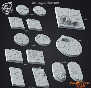 3D Printed Cast n Play Dragons Vault Dragons Hoard Bases Set 28mm 32mm D&D - Charming Terrain