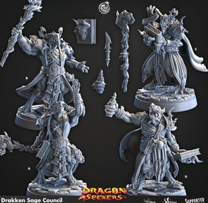 3D Printed Cast n Play Drakken Sage Council Dragon Seekers 28 32mm D&D - Charming Terrain