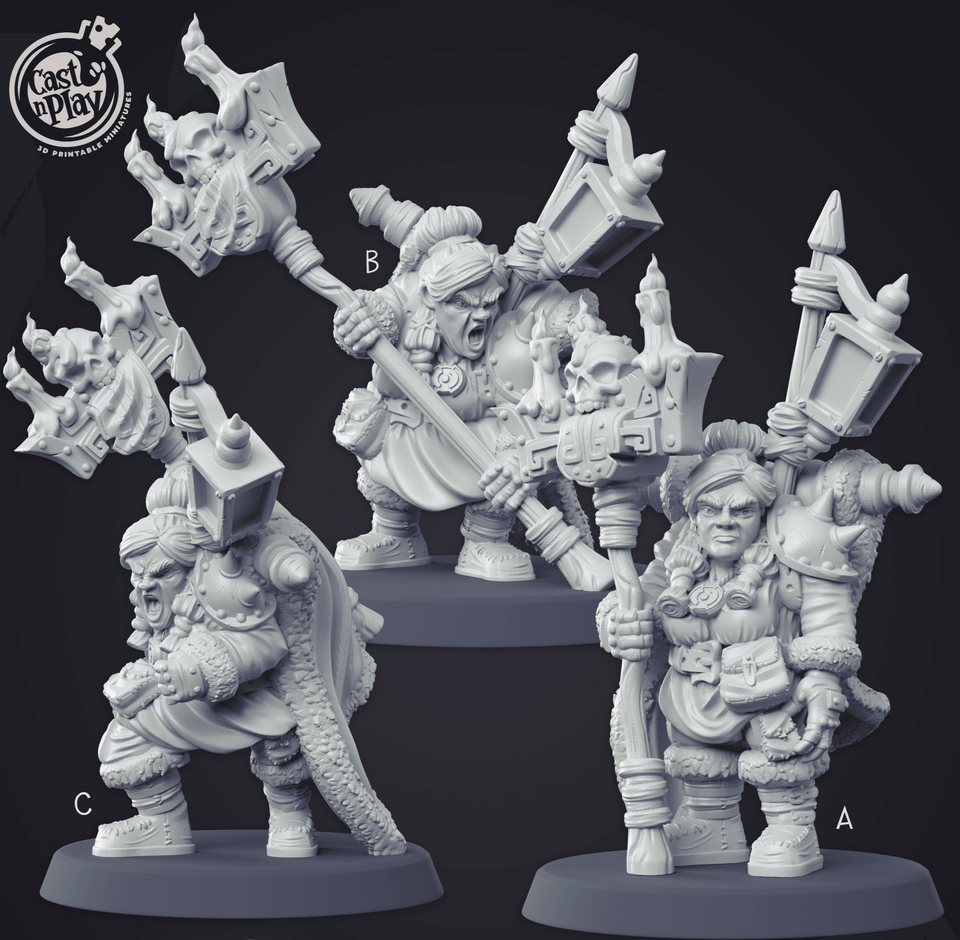 3D Printed Cast n Play - Dwarf Warlock Set 28mm 32mm D&D - Charming Terrain