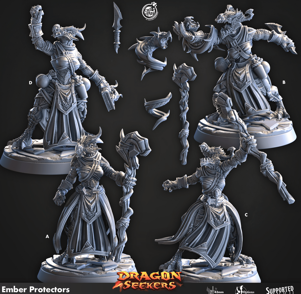 3D Printed Cast n Play Ember Protectors Dragon Seekers 28 32mm D&D - Charming Terrain