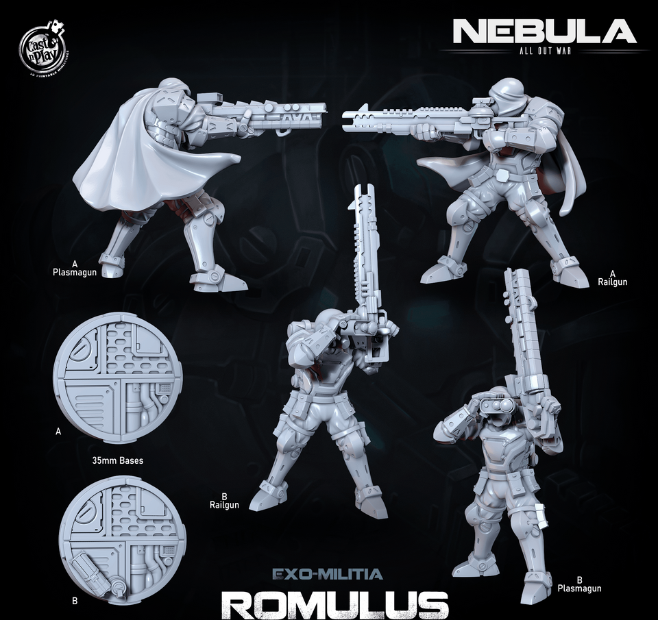 3D Printed Cast n Play Exo Militia Romulus (Snipers) Nebula All Out War 28mm 32mm D&D - Charming Terrain