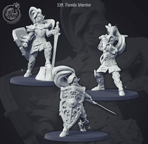 3D Printed Cast n Play Female Warriors 28mm 32mm D&D - Charming Terrain