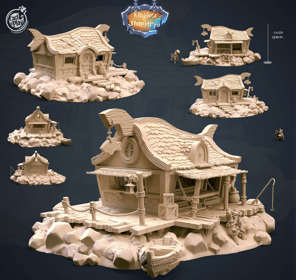 3D Printed Cast n Play Fisher's House Kingdom Of Thamarya 28mm 32mm D&D - Charming Terrain