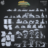 3D Printed Cast n Play Forest Core Set Forest Terrain Set Terrain Essentials Nature 28mm 32mm D&D - Charming Terrain