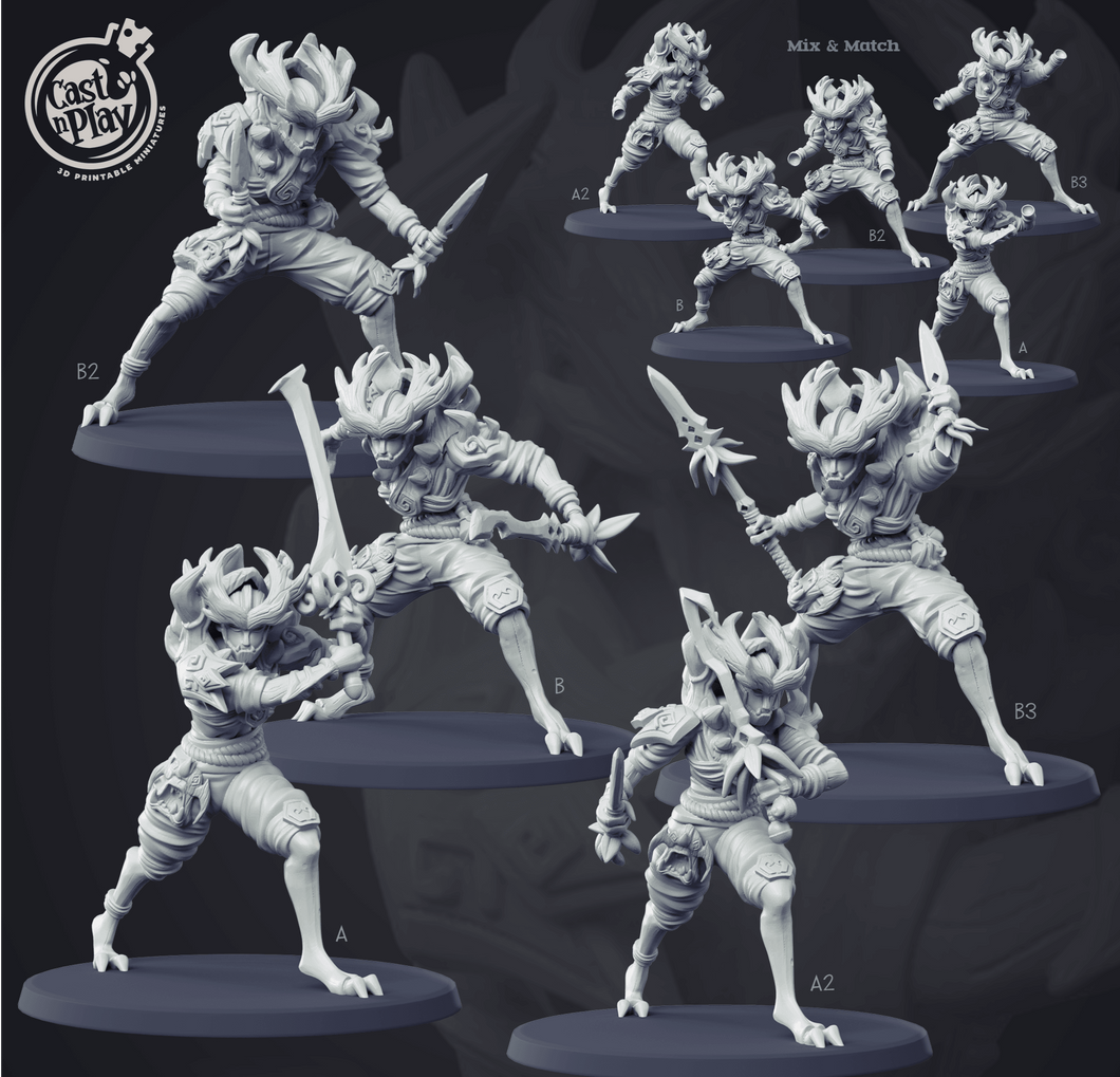 3D Printed Cast n Play Forest Warrior Set 28mm 32mm D&D - Charming Terrain