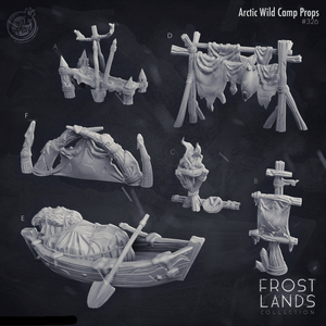 3D Printed Cast n Play Frostlands Arctic Wild Camp Props 28mm 32mm D&D - Charming Terrain