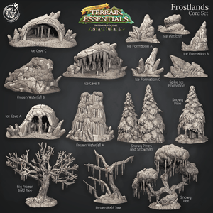 3D Printed Cast n Play Frostlands Core Set Frostlands Terrain Set Terrain Essentials Nature 28mm 32mm D&D - Charming Terrain