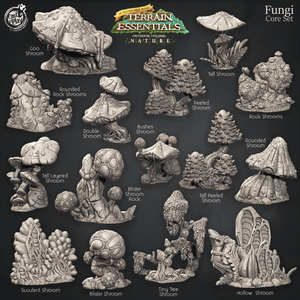 3D Printed Cast n Play Fungi Core Set Fungi Terrain Set Terrain Essentials Nature 28mm 32mm D&D - Charming Terrain