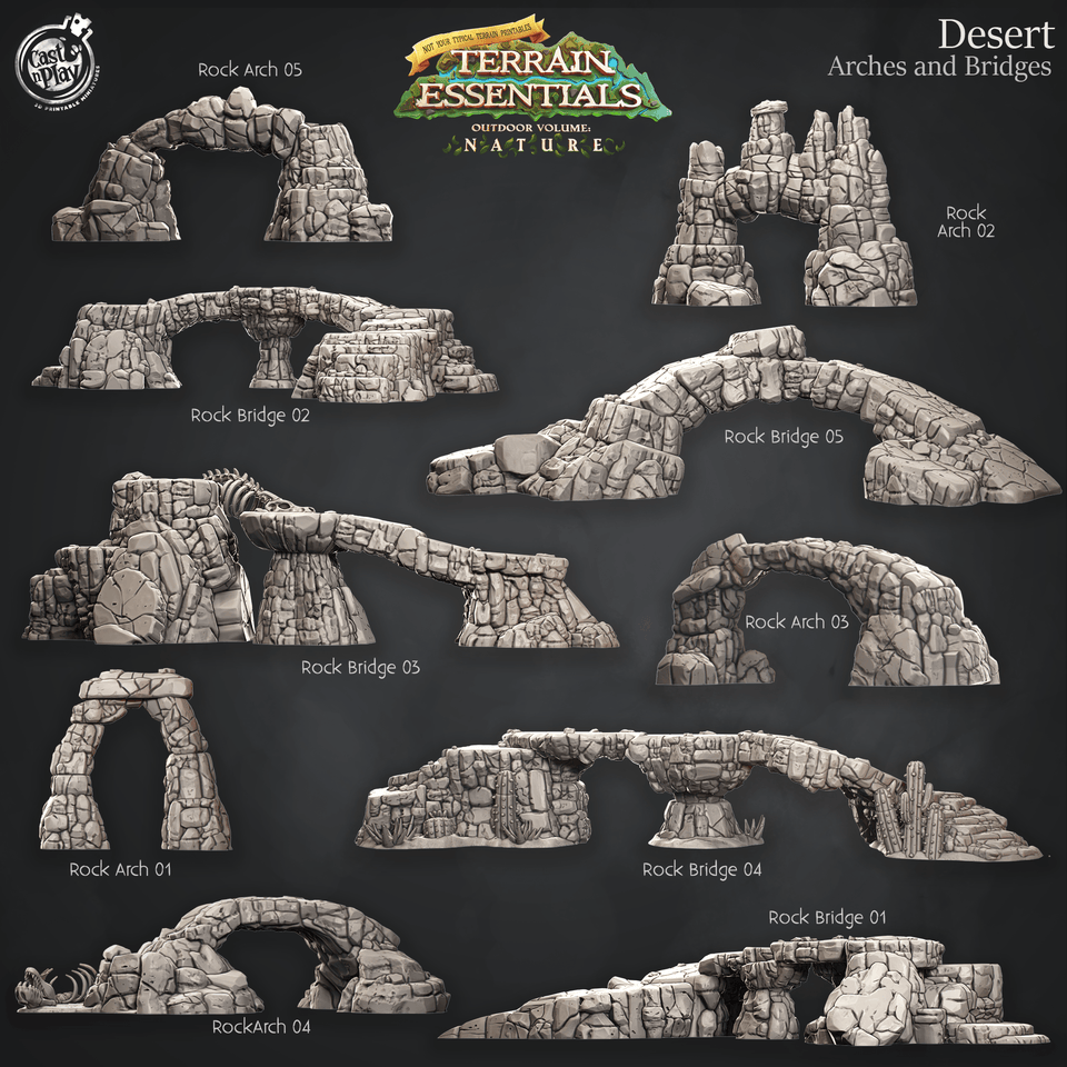 3D Printed Cast n Play Giant Bridges and Arches Desert Terrain Set Terrain Essentials Nature 28mm 32mm D&D - Charming Terrain