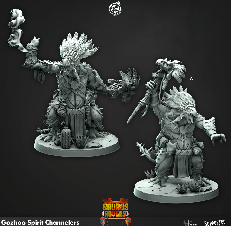 3D Printed Cast n Play Gozhoo Spirit Channelers Saurus Rovers Set 28mm 32mm D&D - Charming Terrain