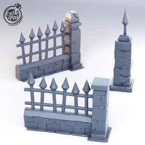 3D Printed Cast n Play - Graveyard Fences 28mm 32mm D&D - Charming Terrain