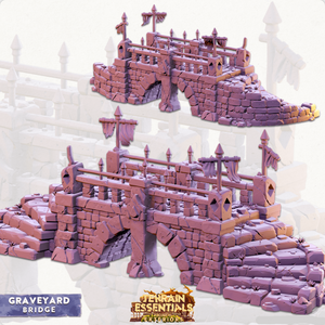 3D Printed Cast n Play Graveyard - Graveyard Bridge Set 28mm 32mm D&D - Charming Terrain