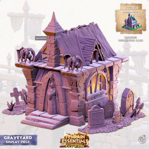 3D Printed Cast n Play Graveyard - Mausoleum Display Piece 28mm 32mm D&D - Charming Terrain