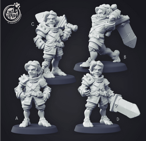 3D Printed Cast n Play - Halfling Fighter Set 28mm 32mm D&D - Charming Terrain