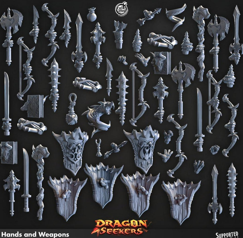 3D Printed Cast n Play Hands and Weapons Dragon Seekers 28mm 32mm D&D - Charming Terrain