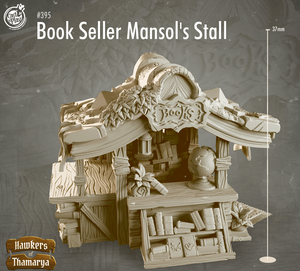 3D Printed Cast n Play Hawkers of Thamarya - Book Seller Mansol's Stall 28mm 32mm D&D - Charming Terrain