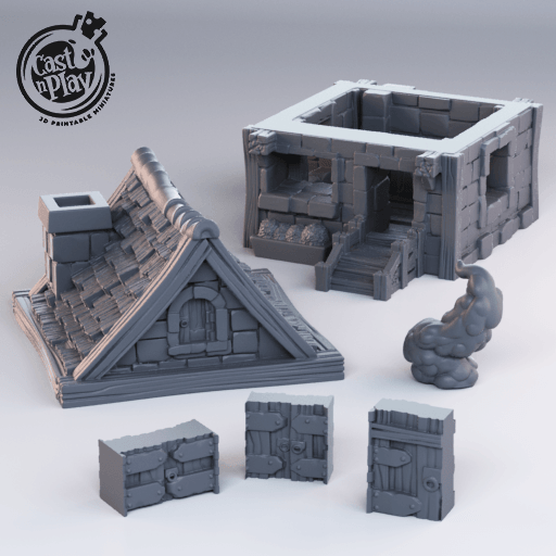 3D Printed Cast n Play House Townsfolk 28mm 32mm D&D - Charming Terrain