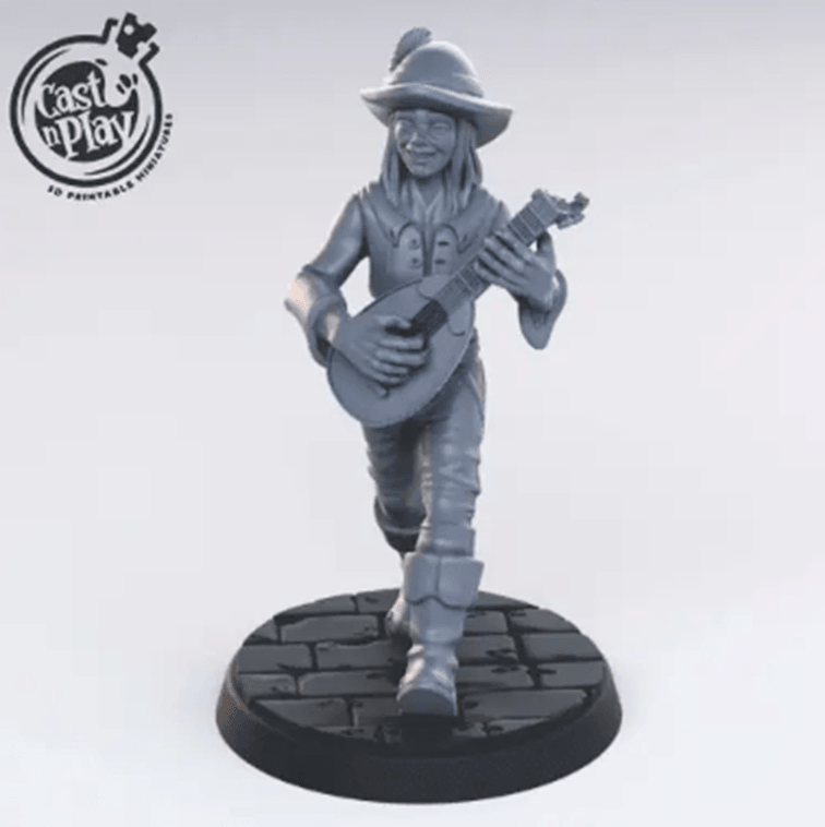 3D Printed Cast n Play - Human Bard 28mm 32mm D&D - Charming Terrain