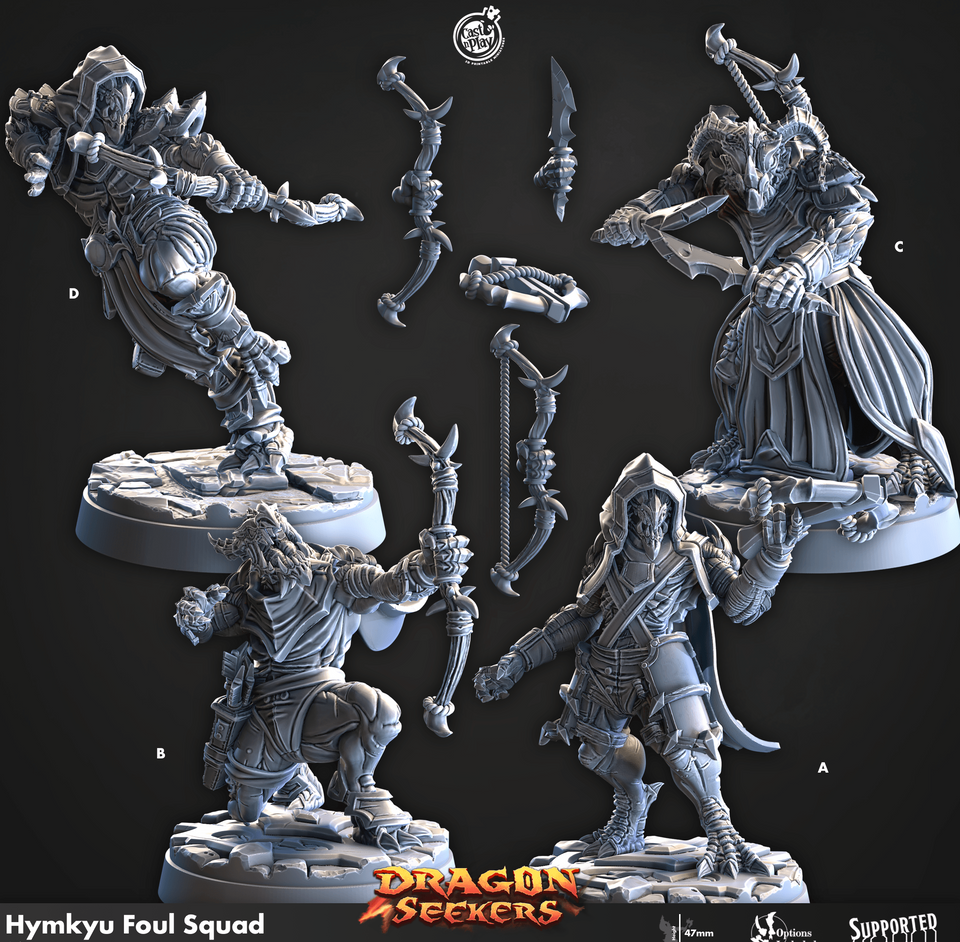 3D Printed Cast n Play Hymkyu Foul Squad Dragon Seekers 28mm 32mm D&D - Charming Terrain