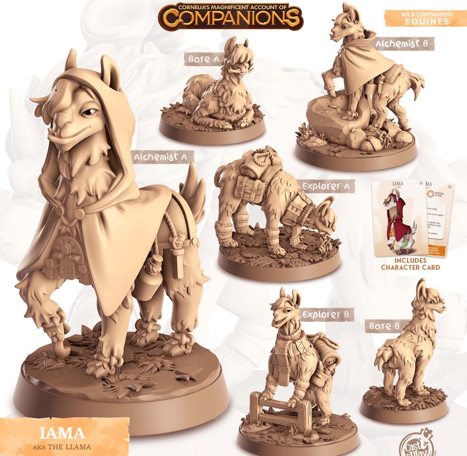 3D Printed Cast n Play Iama - The Llama Companions 28mm 32mm D&D - Charming Terrain