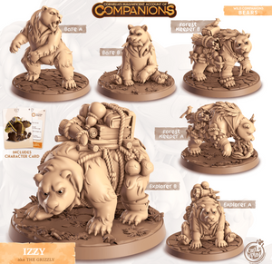 3D Printed Cast n Play Izzy - The Grizzly Bear Companions 28mm 32mm D&D - Charming Terrain