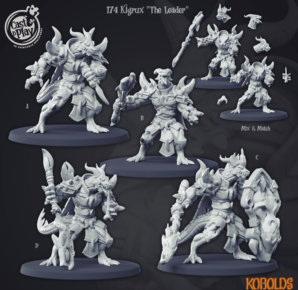 3D Printed Cast n Play Kigrux The Leader 28mm 32mm D&D - Charming Terrain