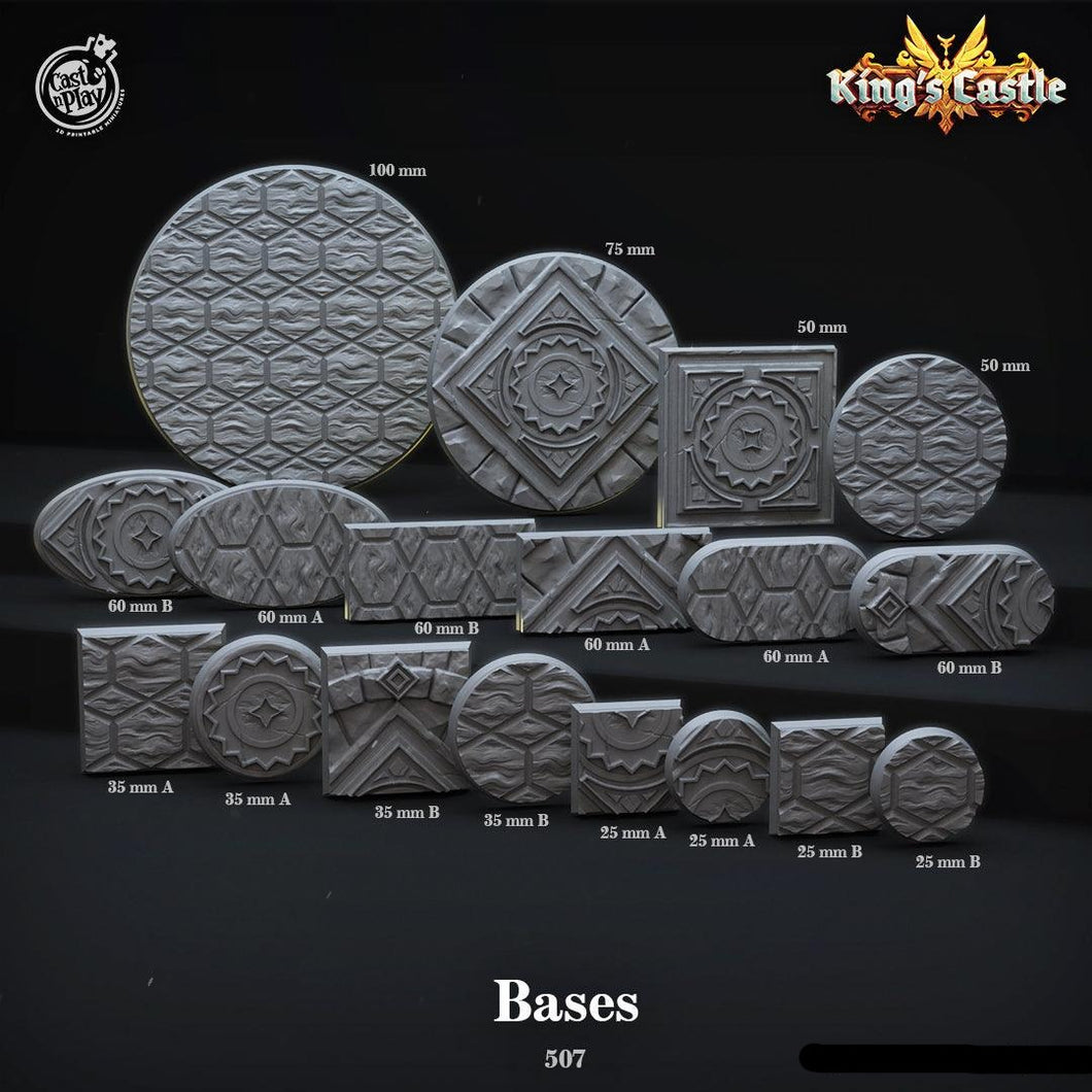 3D Printed Cast n Play King's Castle Bases Set 28mm 32mm D&D - Charming Terrain