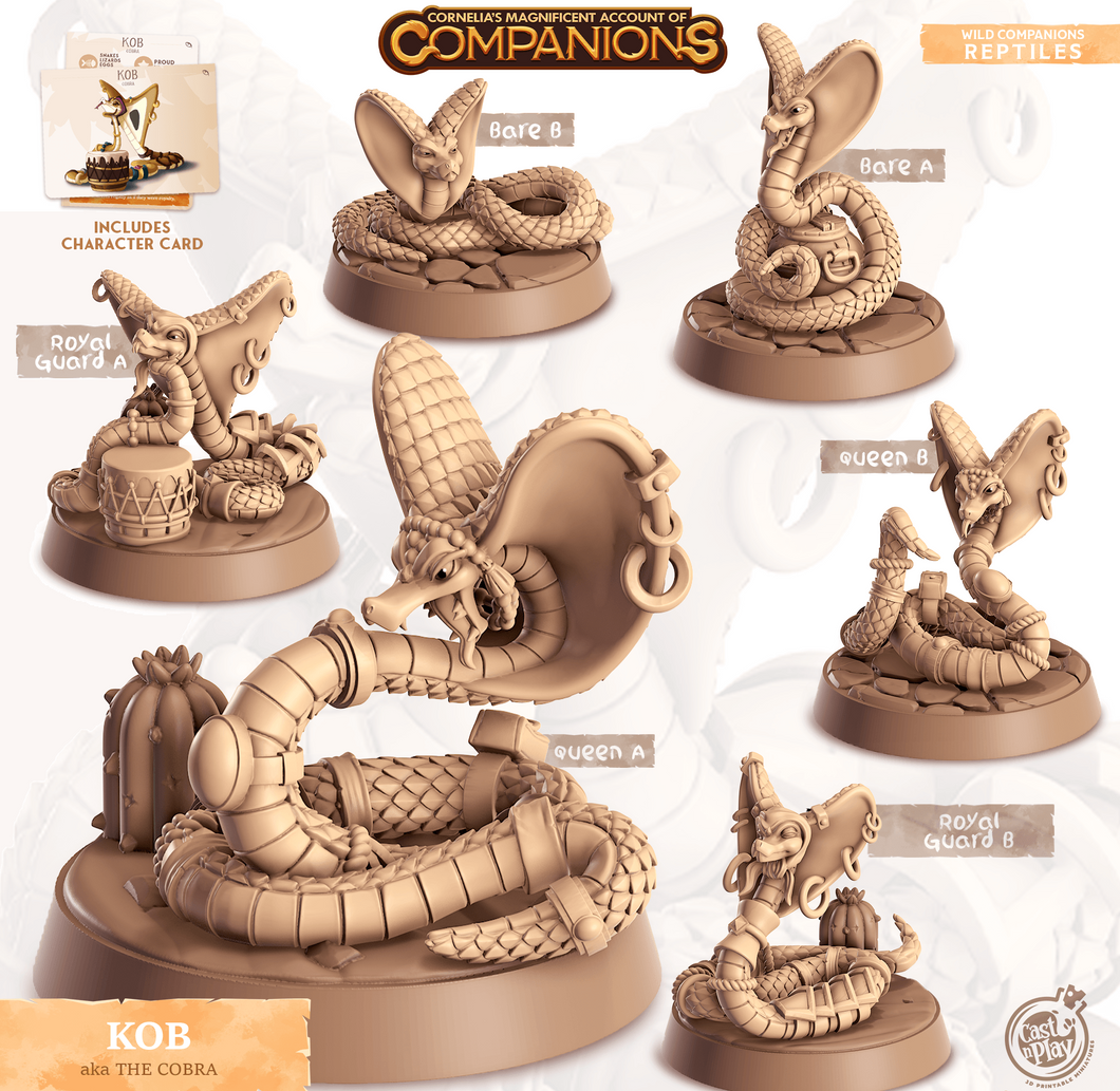 3D Printed Cast n Play Kob - The Cobra Companions 28mm 32mm D&D - Charming Terrain