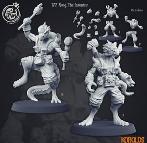 3D Printed Cast n Play Kobolds Collection - Naag The Inventor 28mm 32mm D&D - Charming Terrain