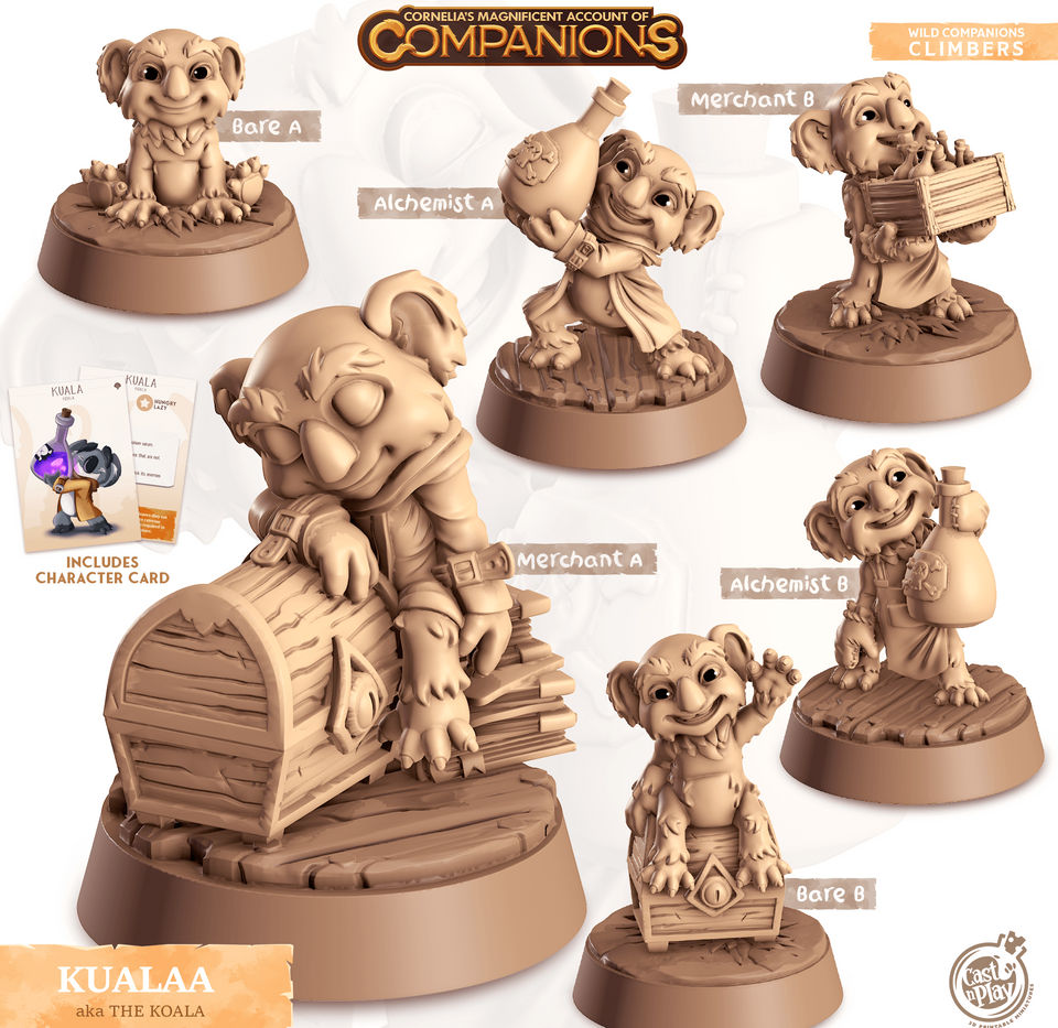 3D Printed Cast n Play Kualaa - Koala Companions 28mm 32mm D&D - Charming Terrain