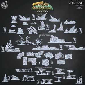 3D Printed Cast n Play Lava River, Rock Path and Difficult Terrain Volcano Terrain Set Terrain Essentials Nature 28mm 32mm D&D - Charming Terrain