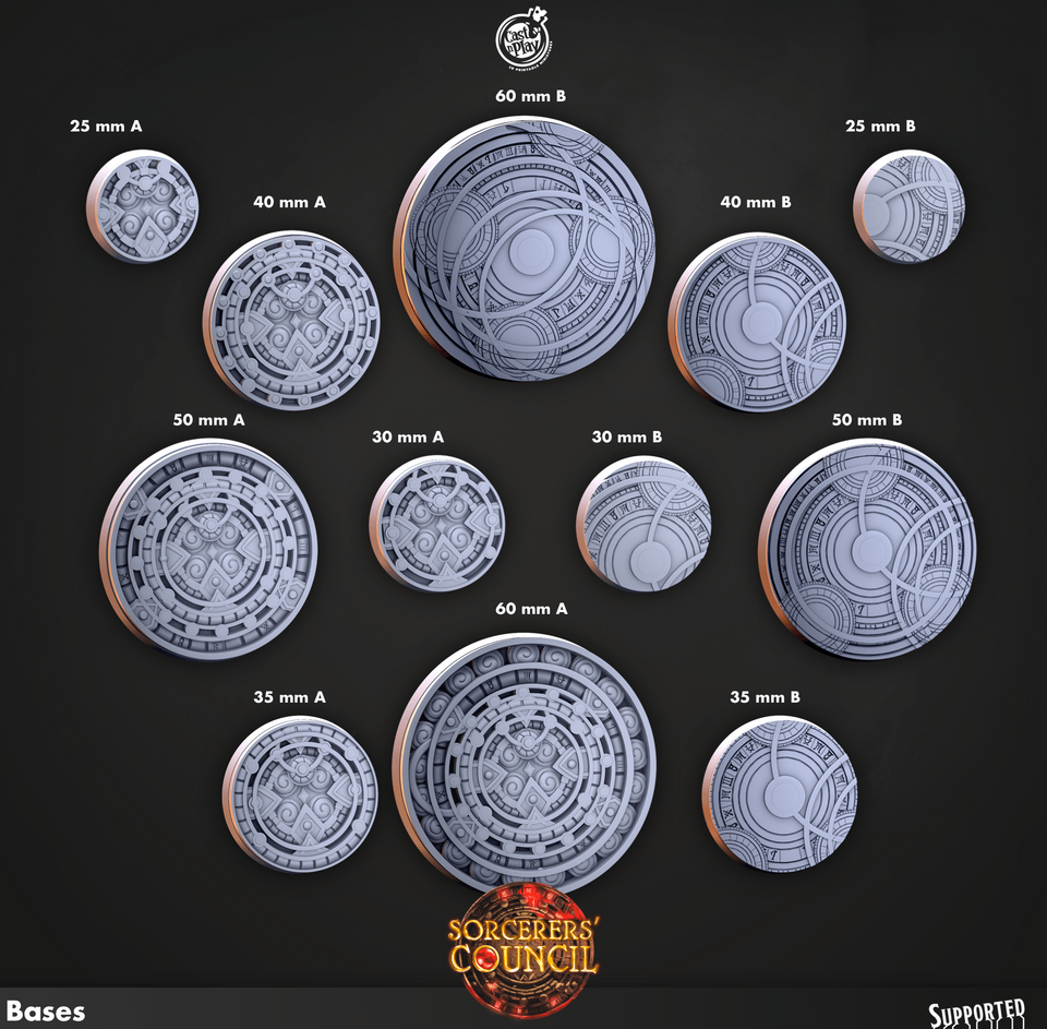 3D Printed Cast n Play Legion Bases Sorcerers Council Set 28mm 32mm D&D - Charming Terrain