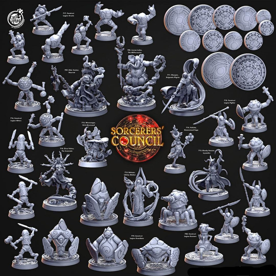 3D Printed Cast n Play Legion Bases Sorcerers Council Set 28mm 32mm D&D - Charming Terrain