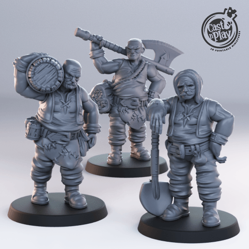 3D Printed Cast n Play Male Townsfolk Townsfolk 28mm 32mm D&D - Charming Terrain