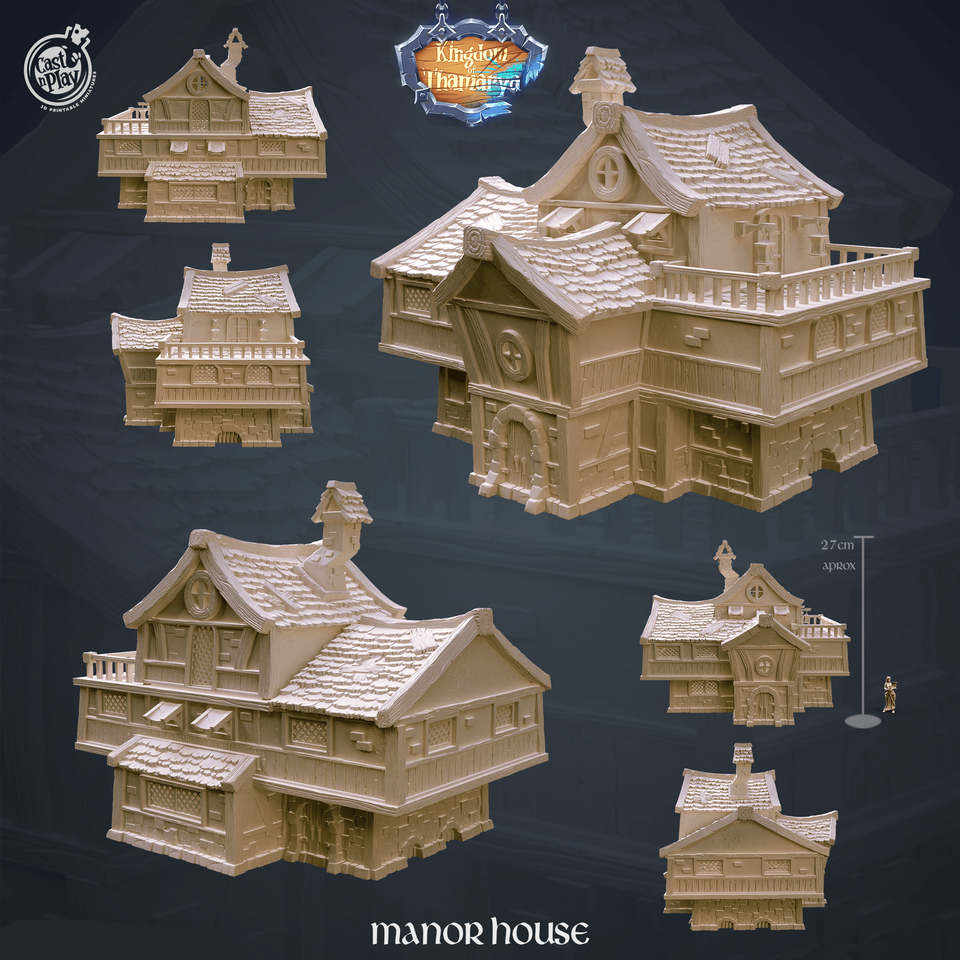 3D Printed Cast n Play Mannor House Kingdom Of Thamarya 28mm 32mm D&D - Charming Terrain