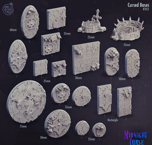 3D Printed Cast n Play Midnight Cursed Bases Set 28mm 32mm D&D - Charming Terrain