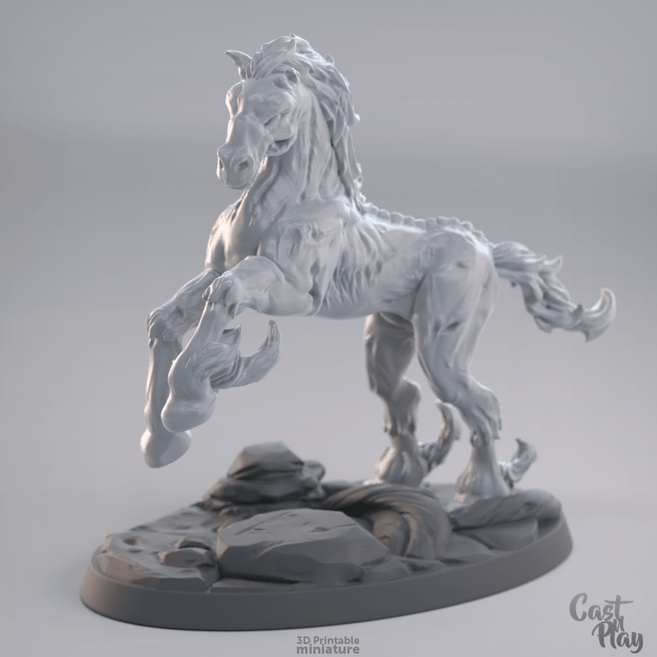 3D Printed Cast n Play - Nightmare Horse 28mm 32mm D&D - Charming Terrain