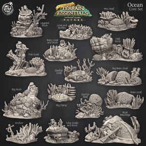 3D Printed Cast n Play Ocean Core Set Ocean Terrain Set Terrain Essentials Nature 28mm 32mm D&D - Charming Terrain