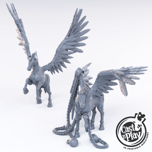 3D Printed Cast n Play - Pegasus 28mm 32mm D&D - Charming Terrain