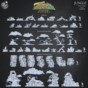 3D Printed Cast n Play Rocks Plants and Trees Jungle Terrain Set Terrain Essentials Nature 28mm 32mm D&D - Charming Terrain