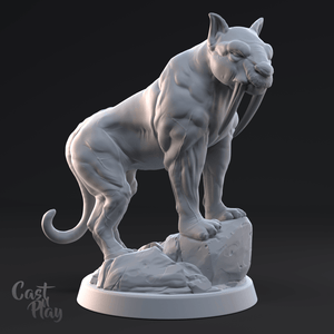 3D Printed Cast n Play - Sabertooth Tiger 28mm 32mm D&D - Charming Terrain