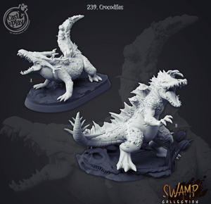 3D Printed Cast n Play Swamp Collection - Crocodiles 28mm 32mm D&D - Charming Terrain