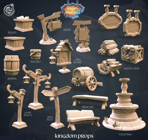 3D Printed Cast n Play Town Props Pack Kingdom Of Thamarya 28mm 32mm D&D - Charming Terrain