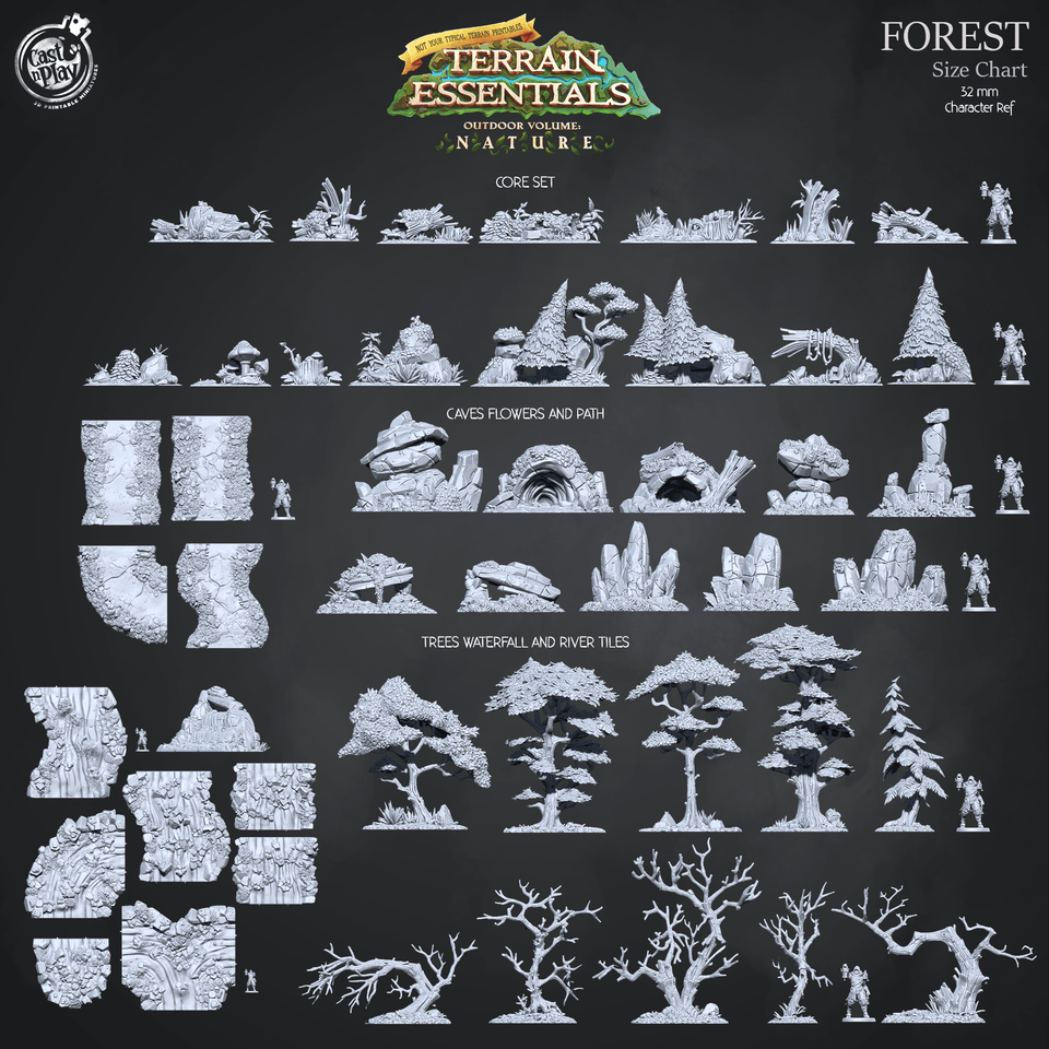 3D Printed Cast n Play Trees and Dead Trees Terrain Set Terrain Essentials Nature 28mm 32mm D&D - Charming Terrain