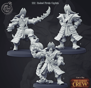 3D Printed Cast n Play Undead Pirate Captain Set 28mm 32mm D&D - Charming Terrain