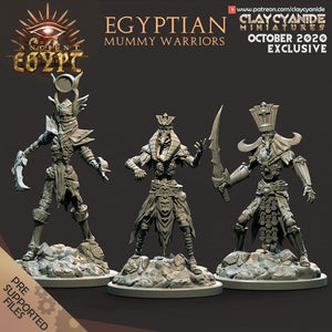 3D Printed Clay Cyanide Egyptian Mummy Warriors Egyptian Mythology 28 32 mm D&D - Charming Terrain